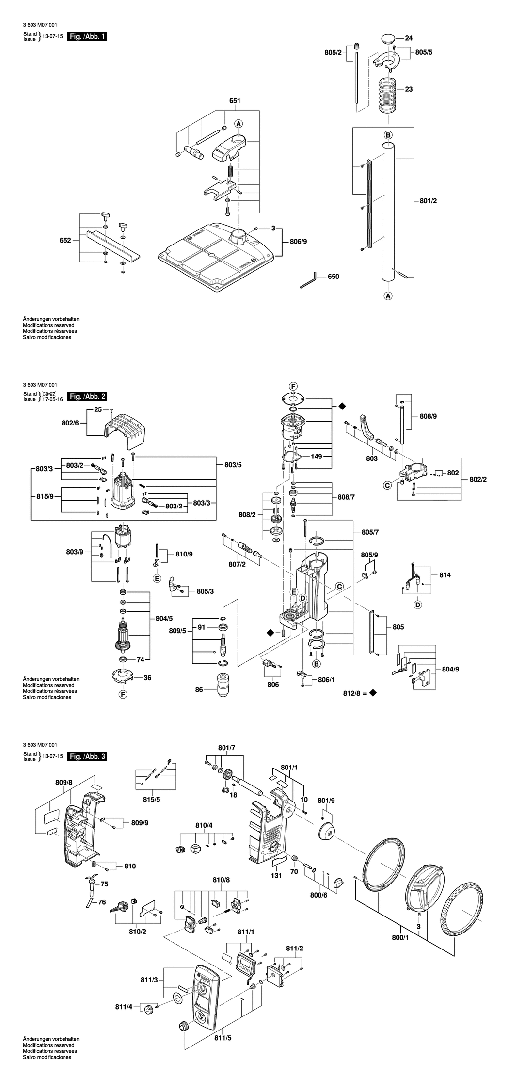 Bosch PBD 40 / 3603M07031 / CH 230 Volt Spare Parts