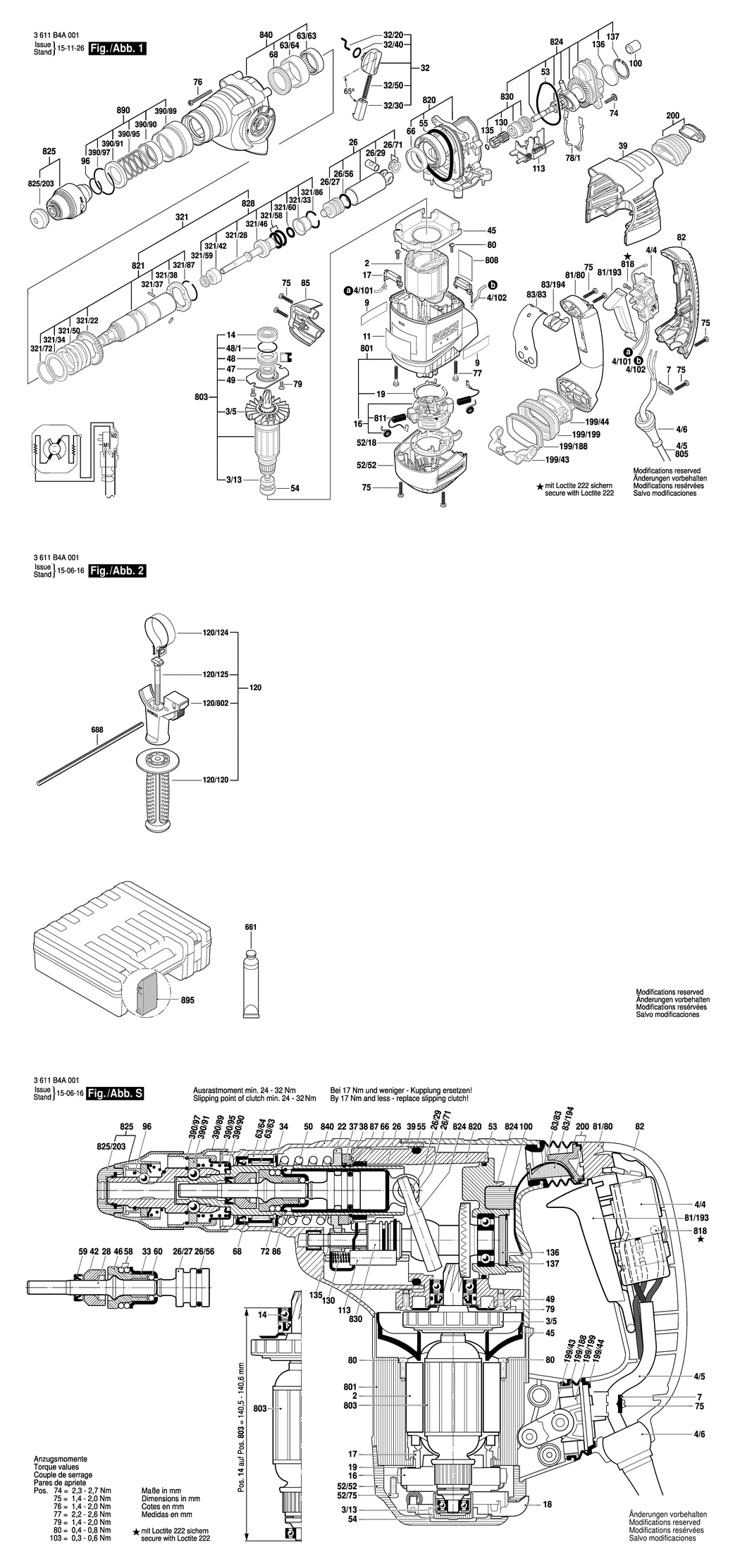 Bosch GBH 3-28 DFR / 3611B4A001 / --- 230 Volt Spare Parts