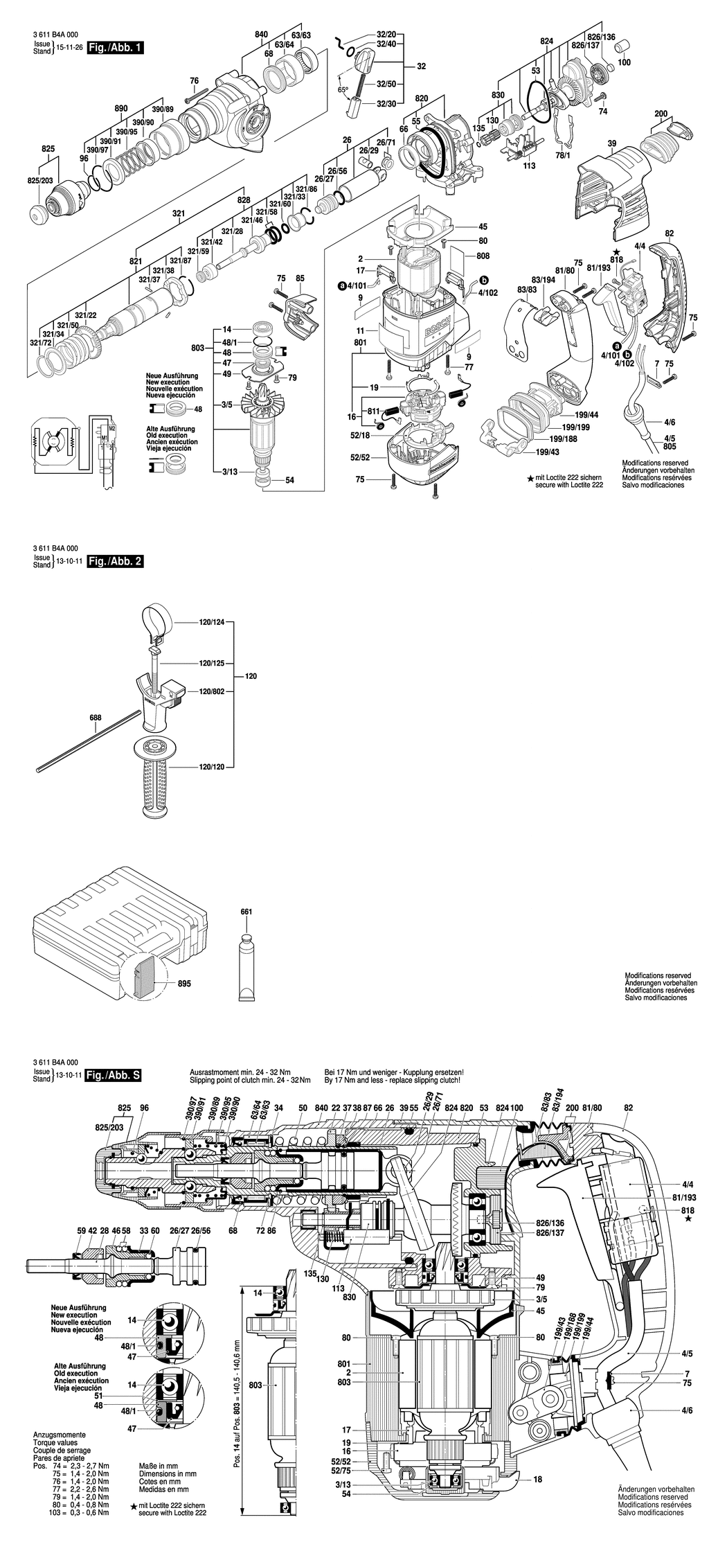 Bosch GBH 3-28 DFR / 3611B4A030 / CH 230 Volt Spare Parts