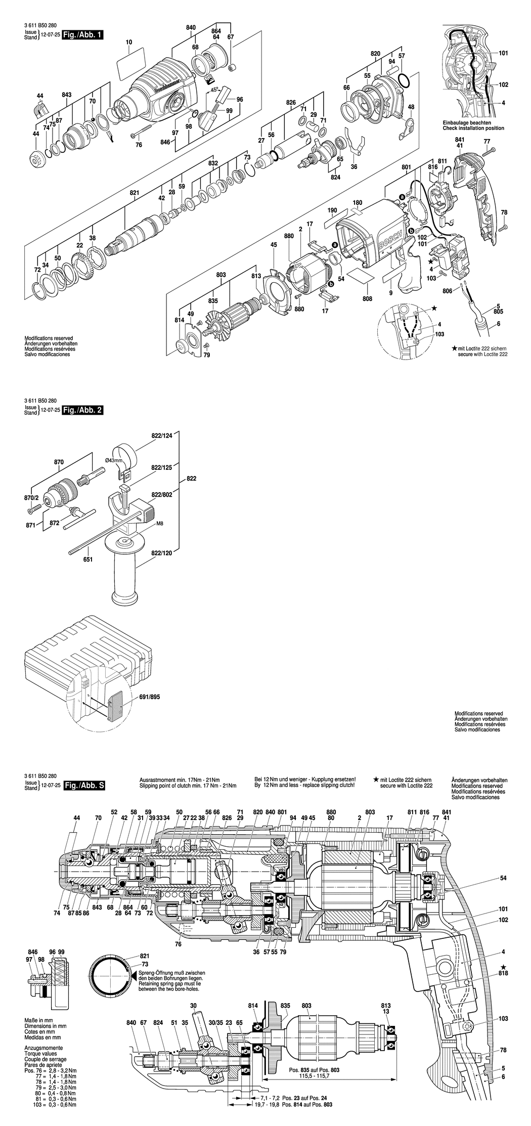 Bosch GBH 2-23 E / 3611B508K0 / --- 230 Volt Spare Parts