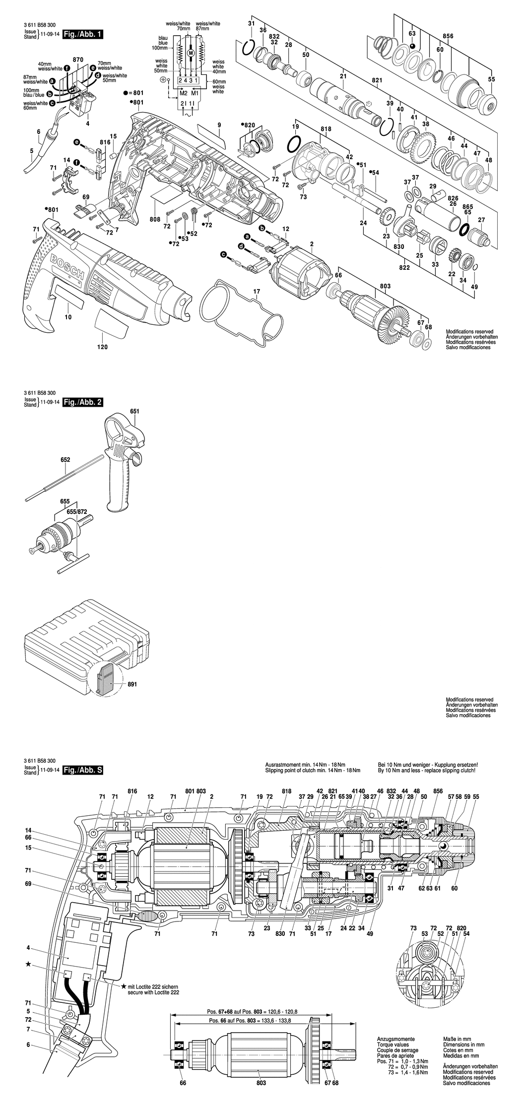 Bosch GBH 2-18 RE / 3611B58370 / GB 230 Volt Spare Parts