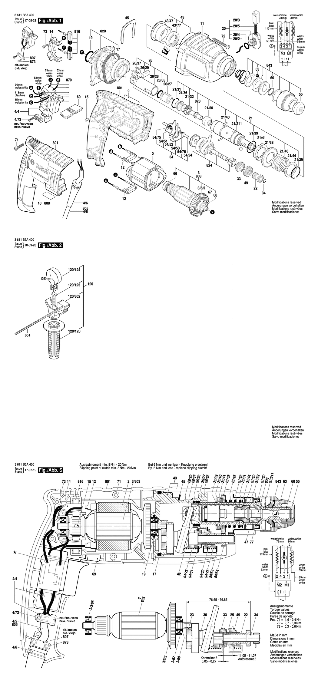 Bosch GBH 2-20 D / 3611B5A430 / CH 230 Volt Spare Parts