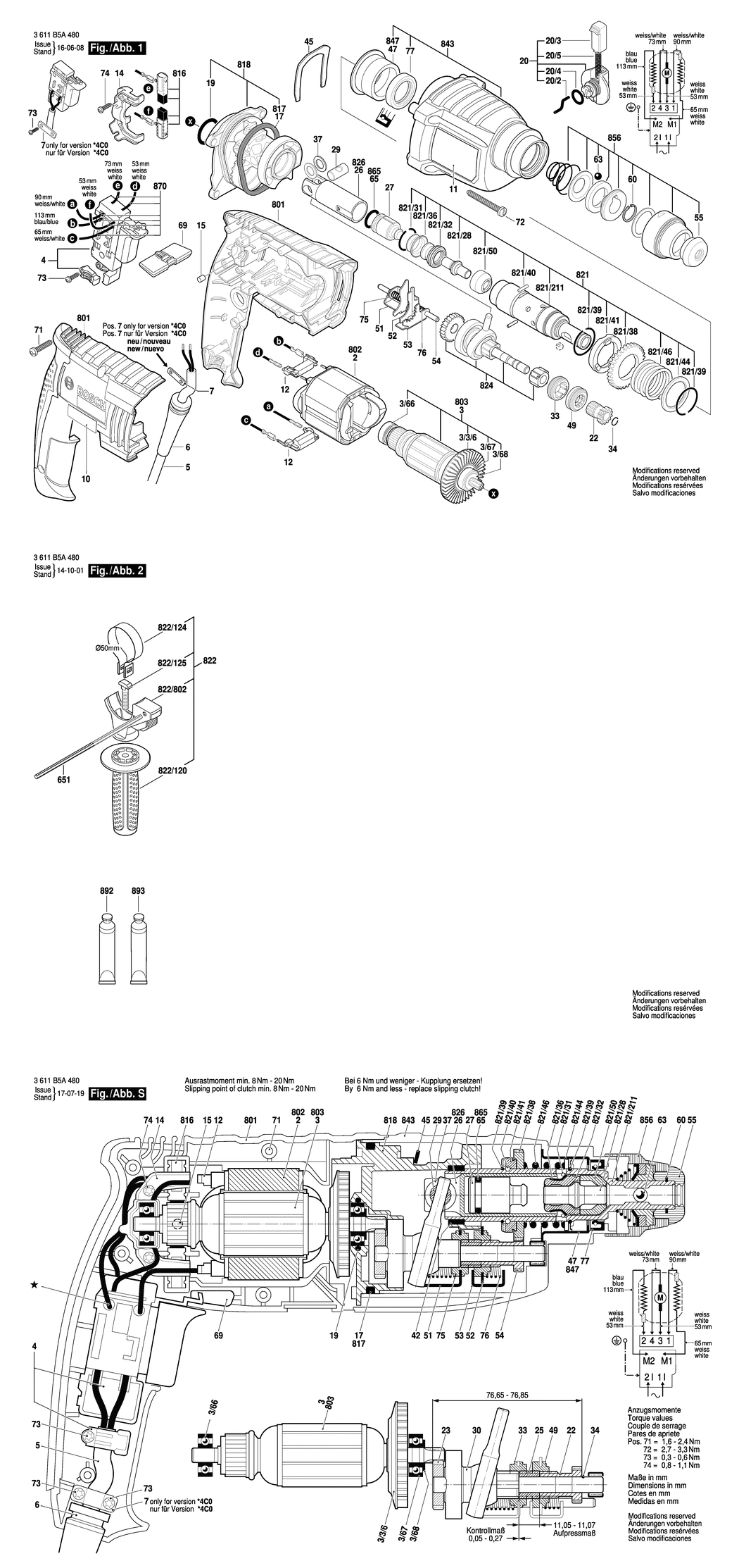 Bosch GBH 2000 DRE / 3611B5A487 / --- 220 Volt Spare Parts