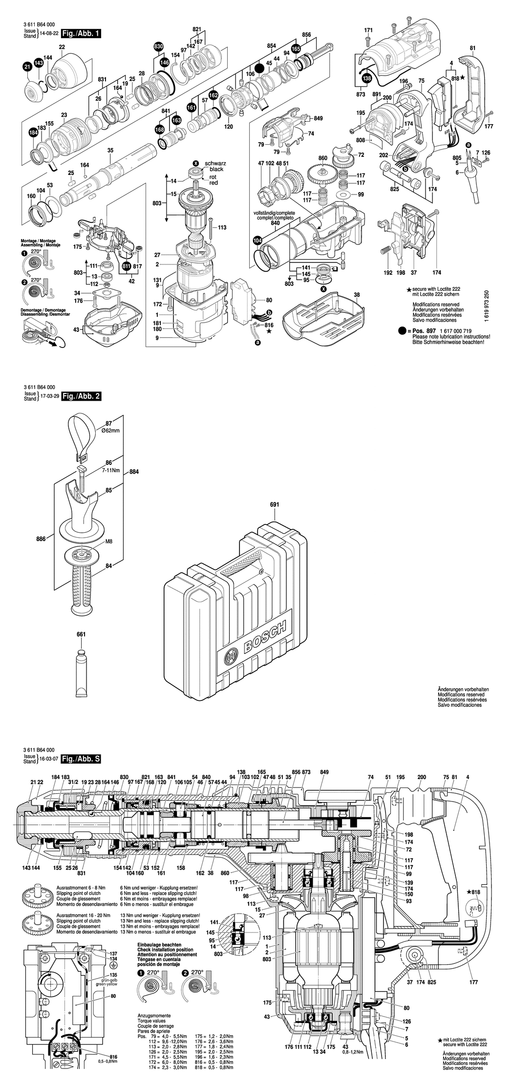 Bosch GBH 5-40 DCE / 3611B64000 / EU 230 Volt Spare Parts