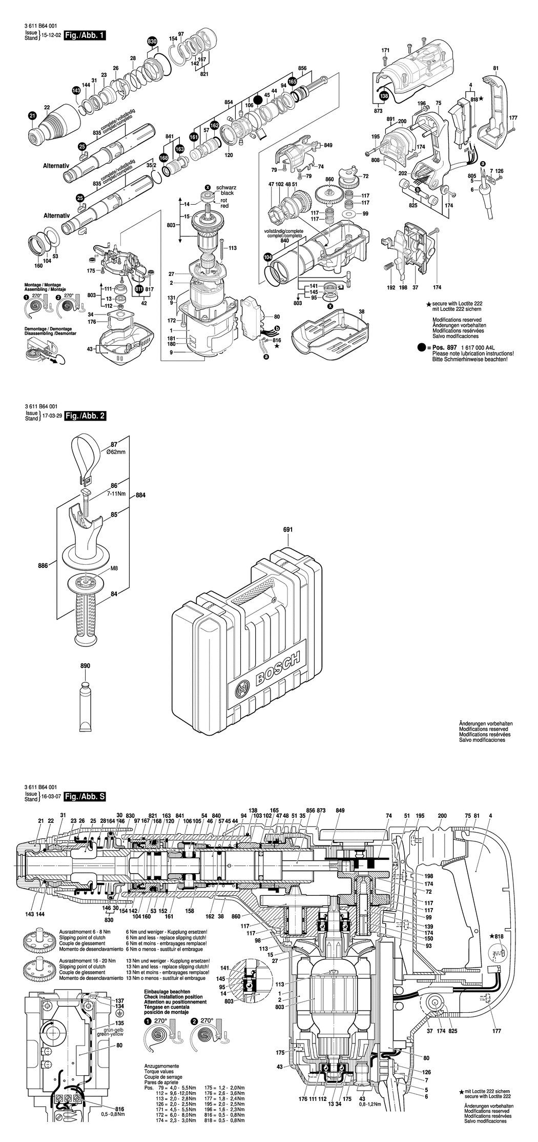 Bosch GBH 5-40 DCE / 3611B64001 / EU 230 Volt Spare Parts