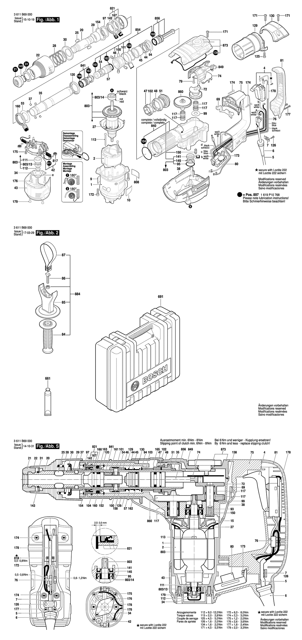 Bosch GBH 5-40 D / 3611B69000 / EU 230 Volt Spare Parts