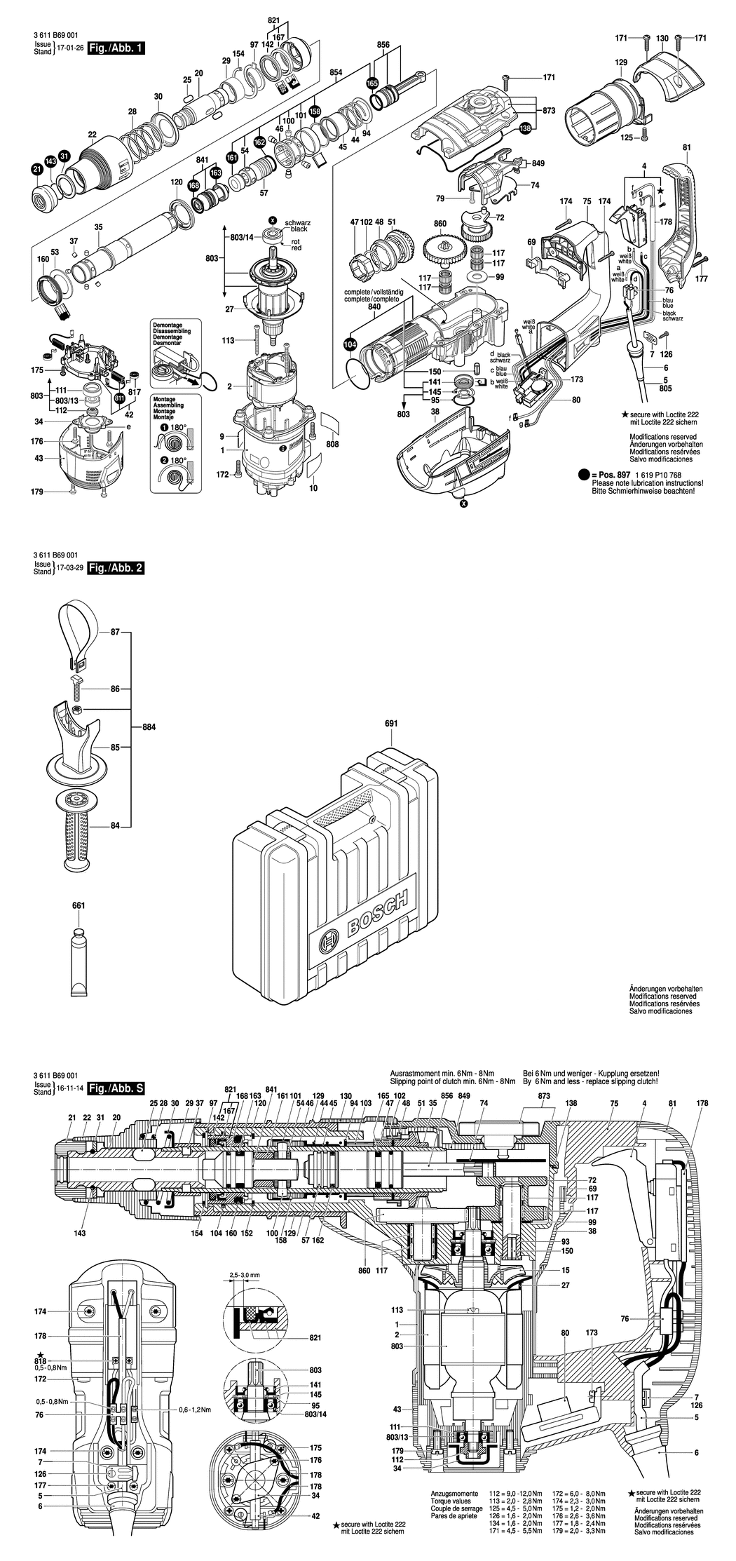 Bosch GBH 5-40 D / 3611B69001 / EU 230 Volt Spare Parts