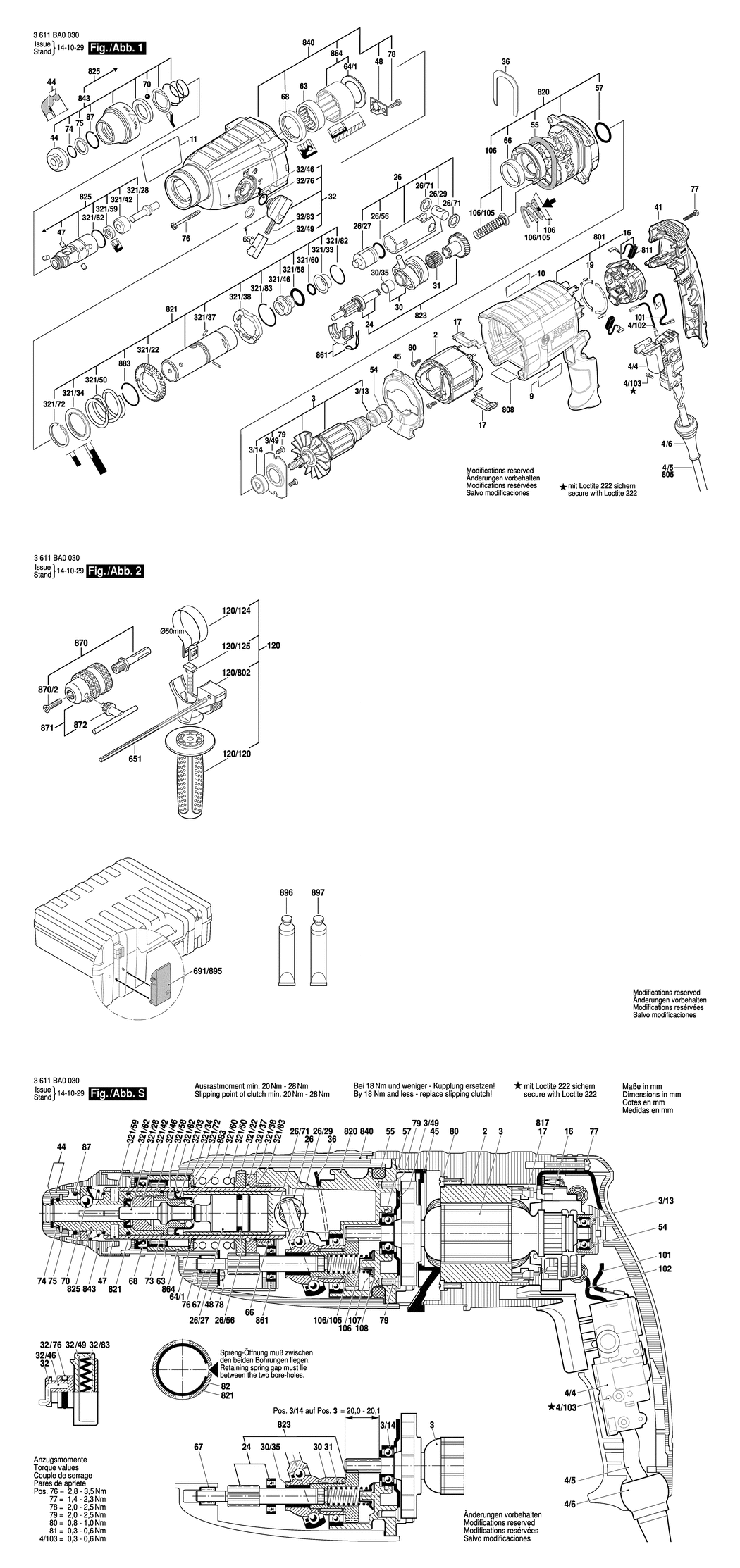 Bosch GBH 2-24D / 3611BA0060 / GB 110 Volt Spare Parts