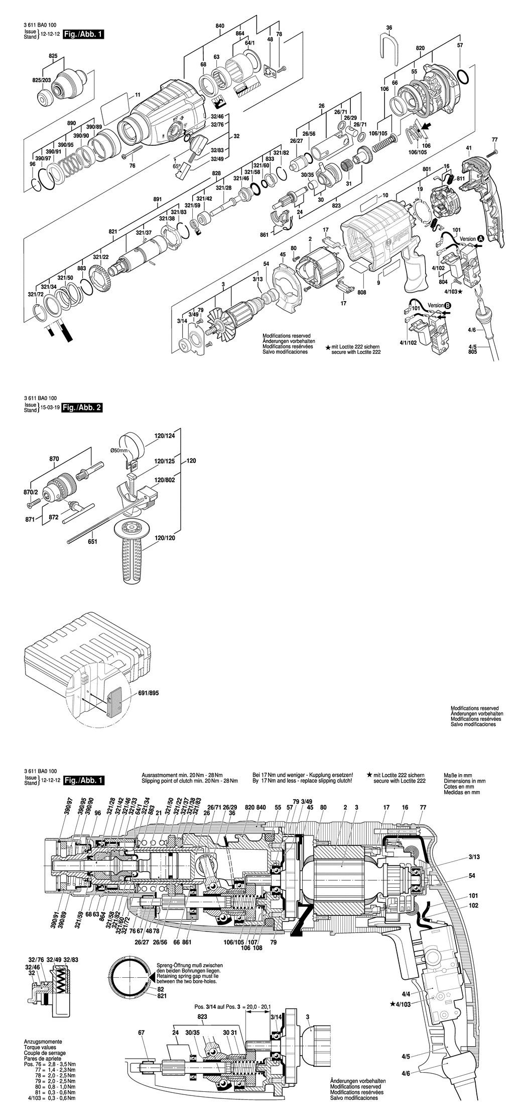 Bosch GBH 2-24DF / 3611BA0100 / EU 230 Volt Spare Parts