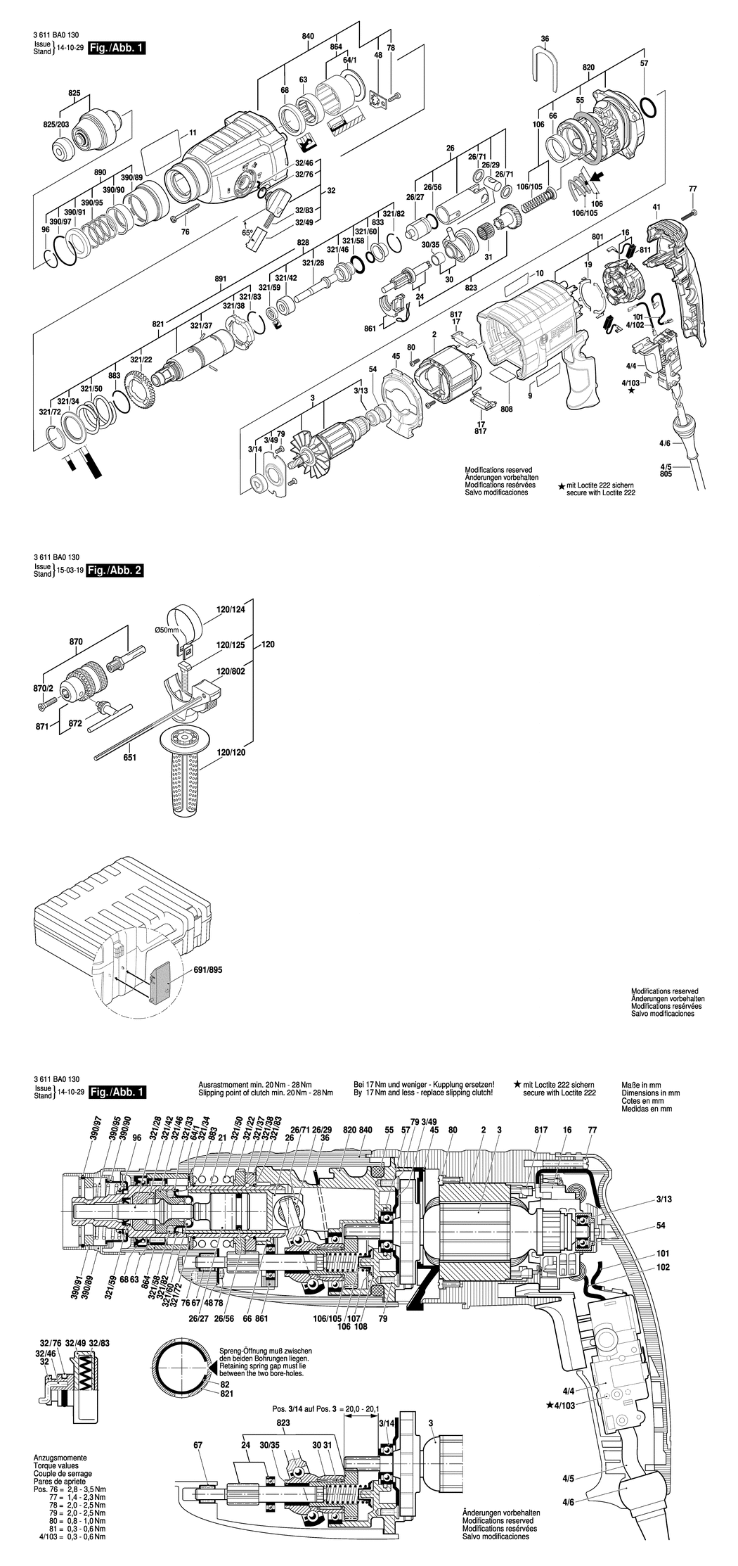 Bosch GBH 2-24DF / 3611BA0190 / I 230 Volt Spare Parts