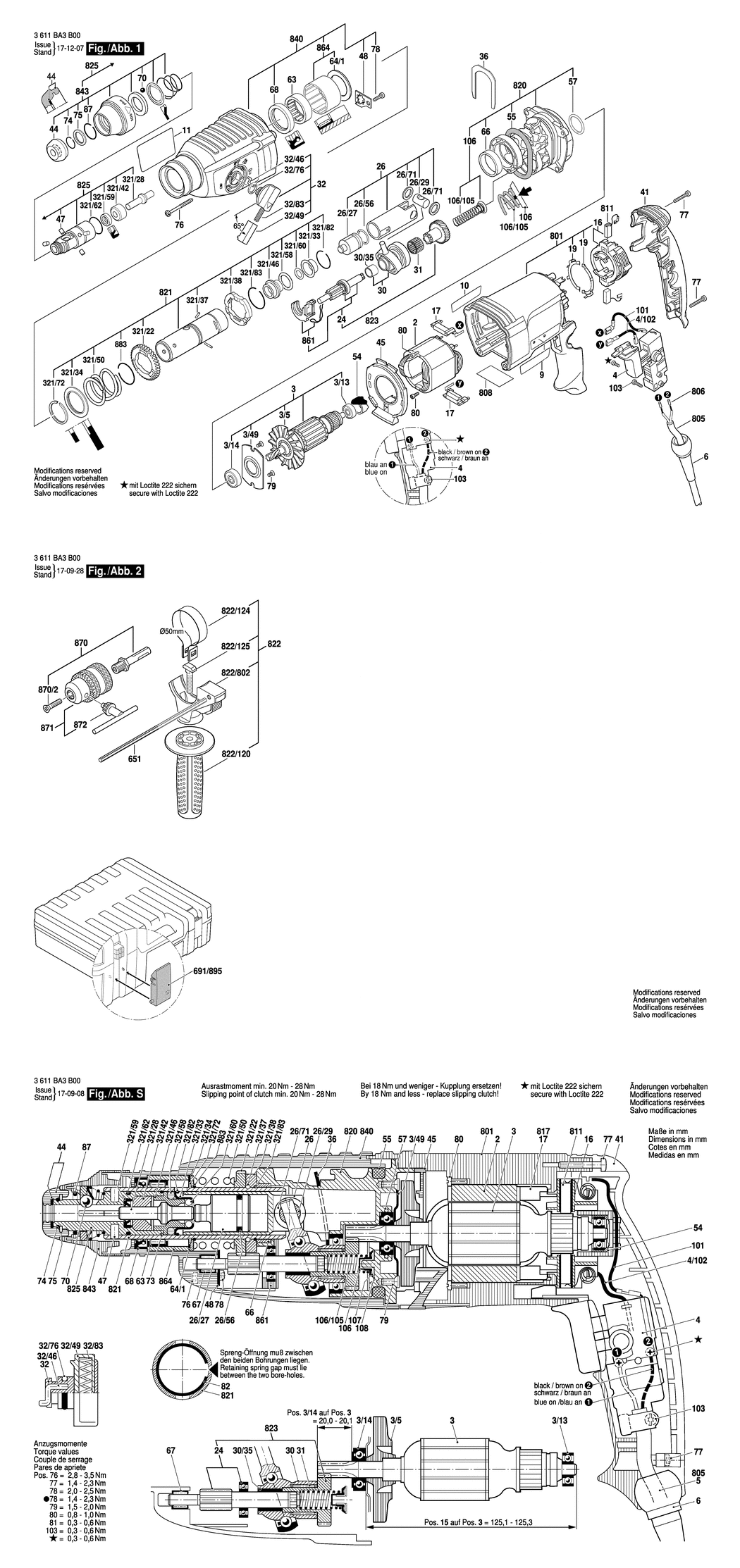 Bosch BH 2-26 / 3611BA3E00 / --- 230 Volt Spare Parts