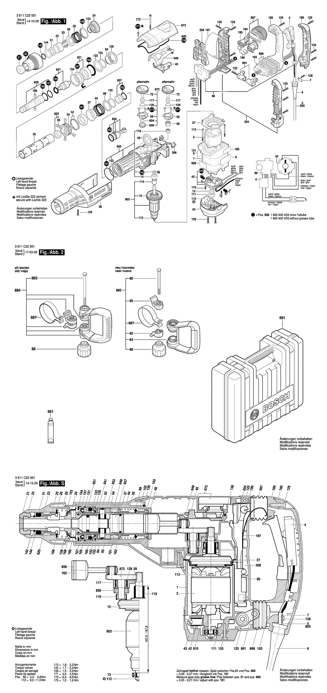 Bosch GSH 7 VC / 3611C22001 / EU 230 Volt Spare Parts