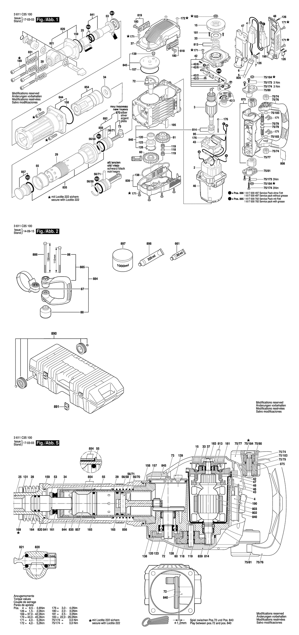 Bosch GSH 16-30 / 3611C35100 / EU 230 Volt Spare Parts