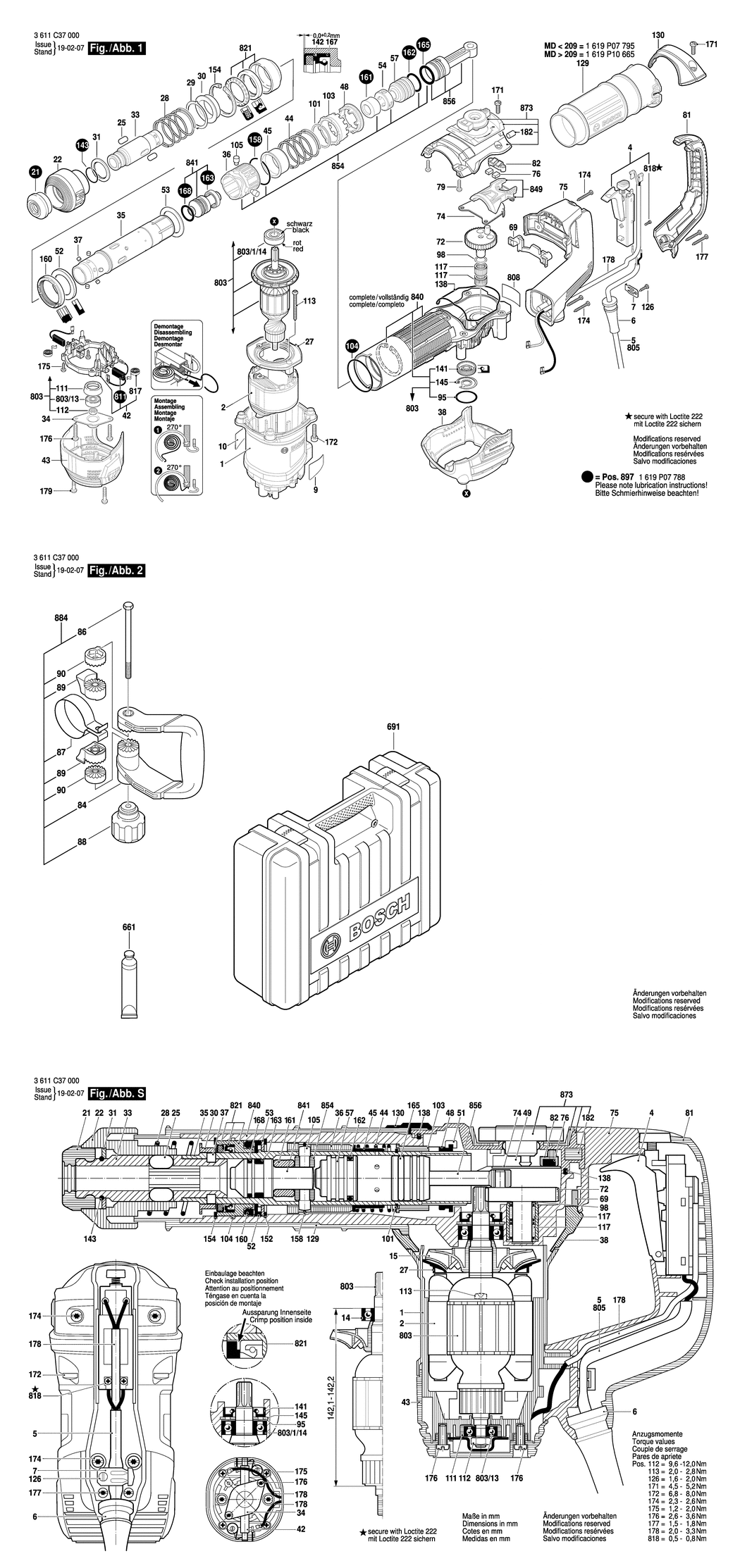 Bosch GSH 5 / 3611C37000 / EU 230 Volt Spare Parts