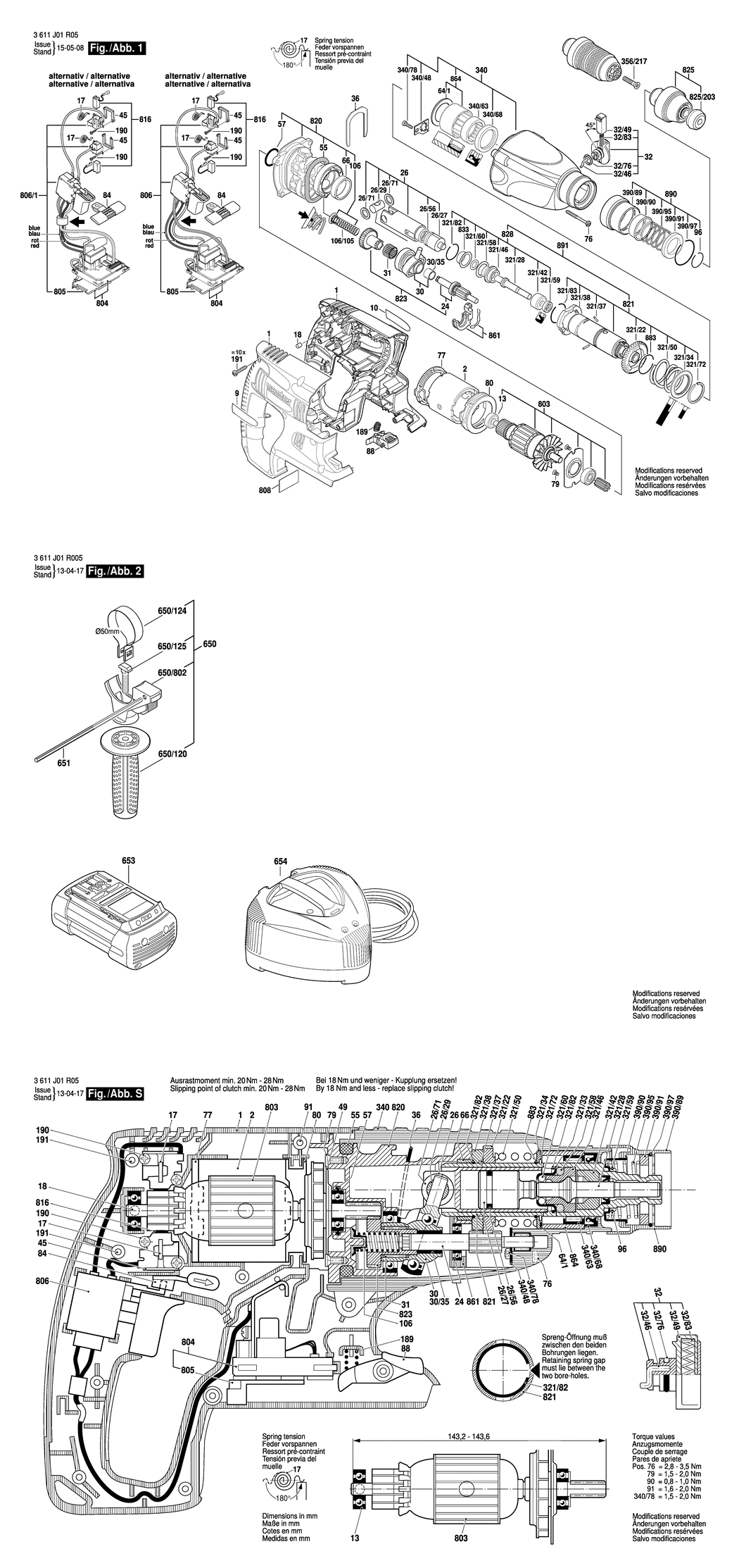 Bosch H 36-MAS / 3611J01R05 / --- 36 Volt Spare Parts