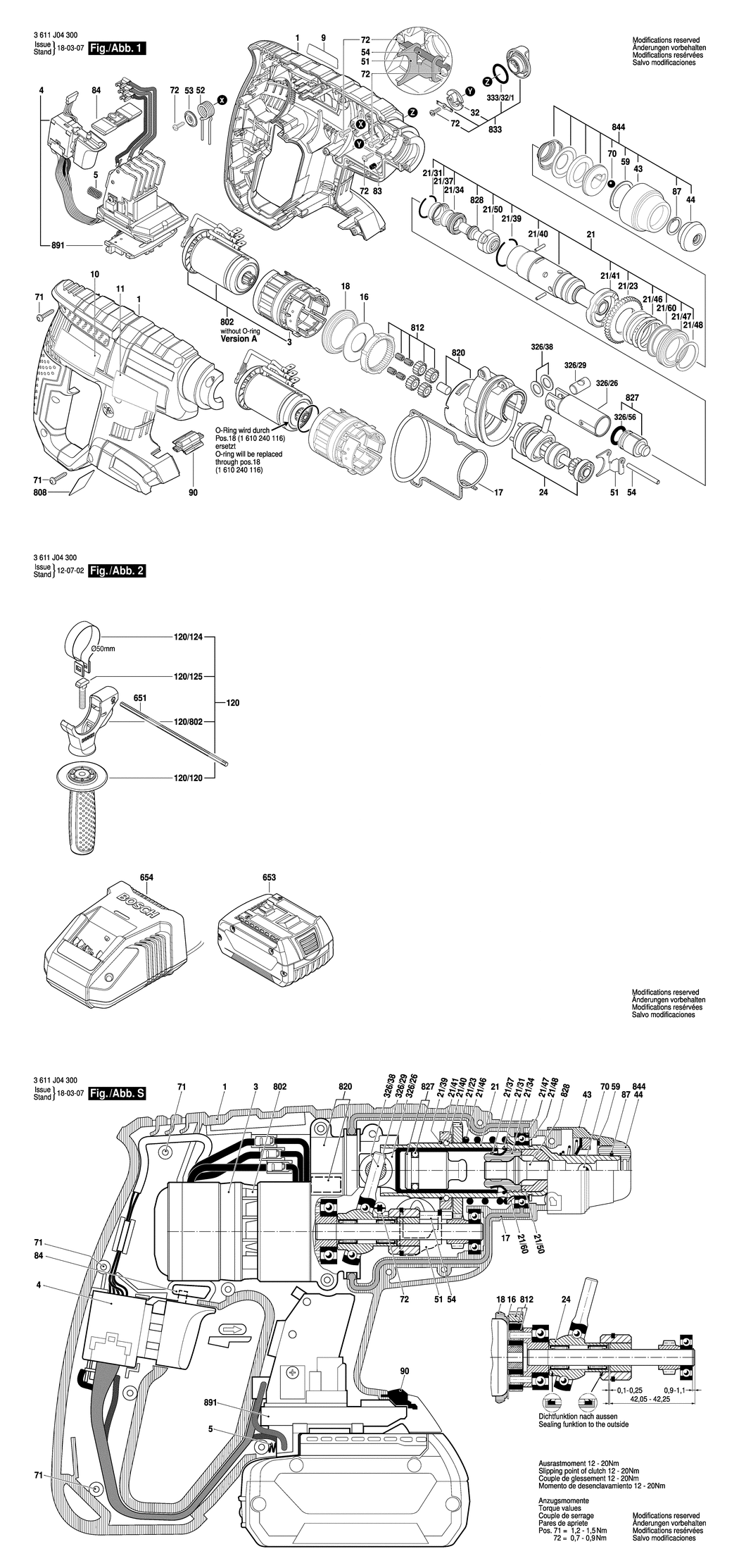 Bosch GBH 18 V-LI / 3611J04300 / EU 18 Volt Spare Parts