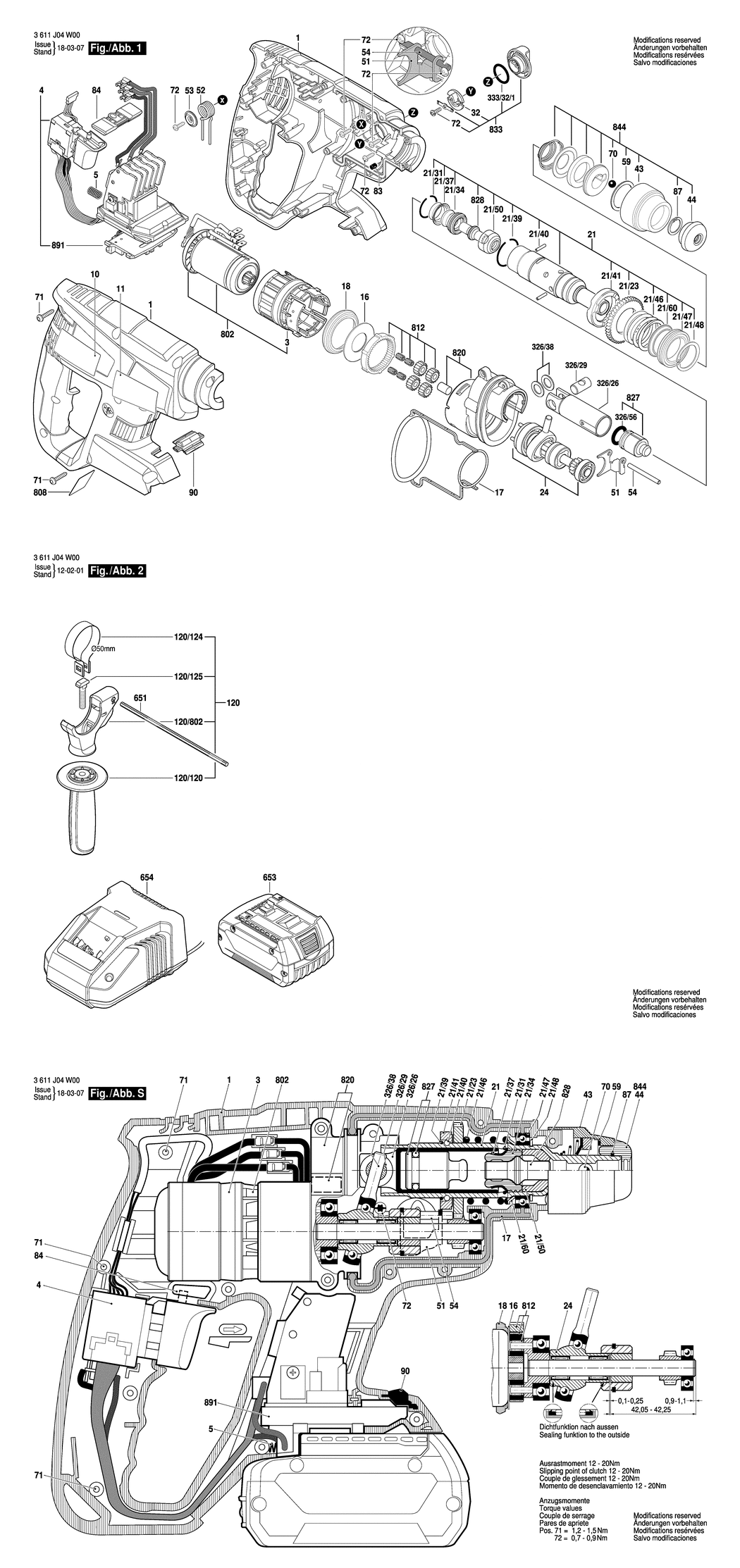 Bosch H 18-A / 3611J04W00 / EU 18 Volt Spare Parts