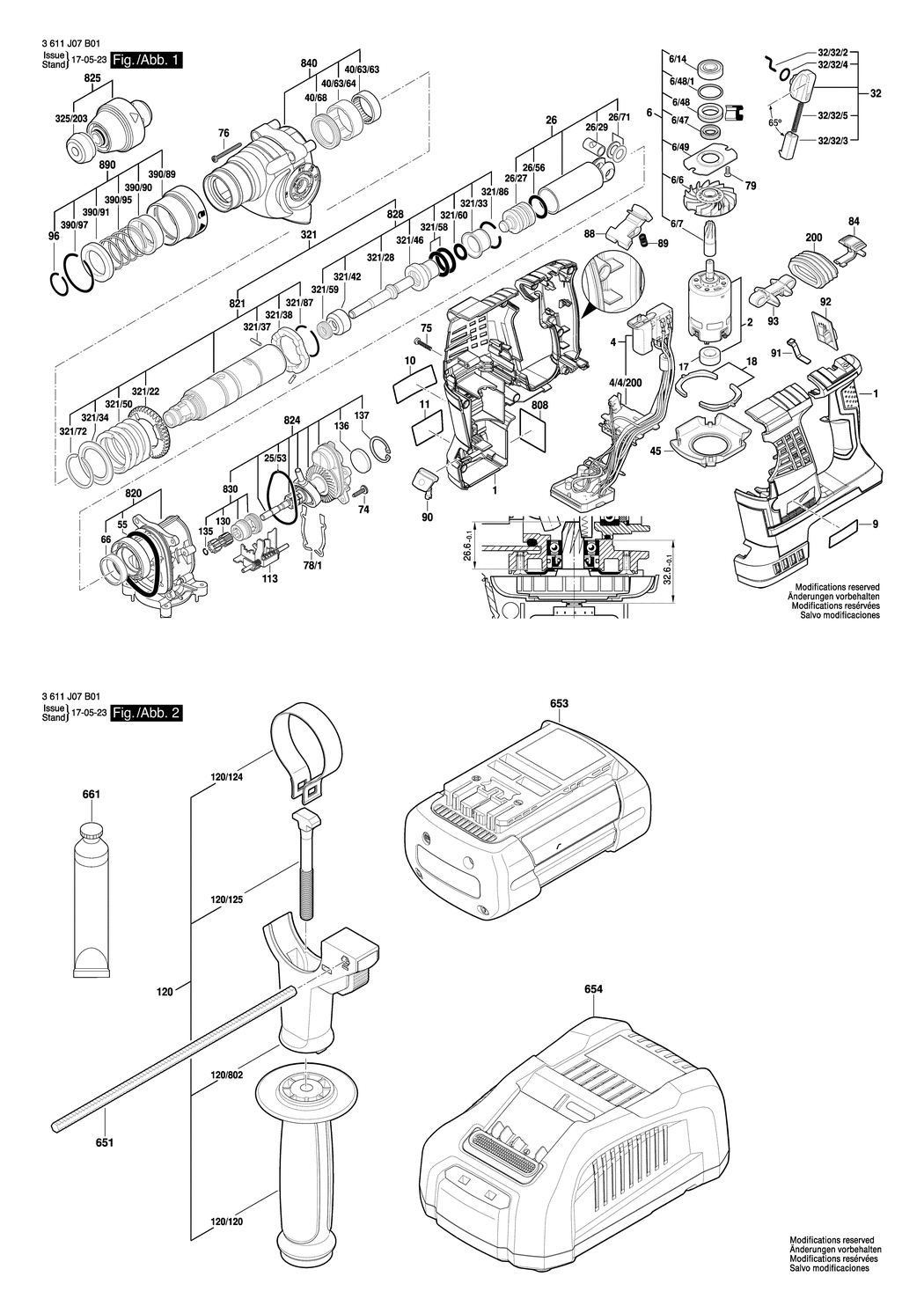 Bosch BACHD-1 36 V / 3611J07B01 / EU 36 Volt Spare Parts