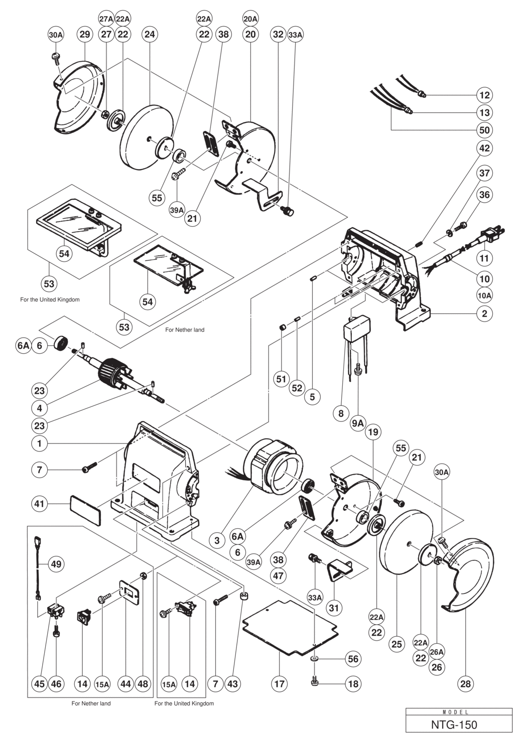 Hitachi / Hikoki NTG-150 Bench Grinder Spare Parts