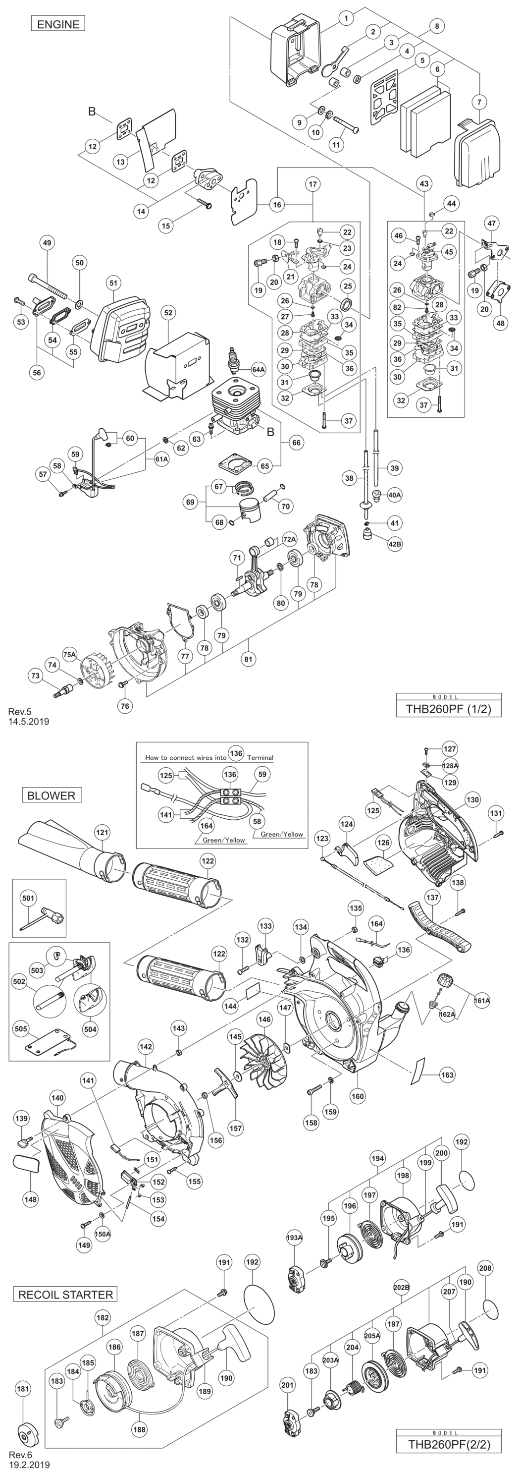 Hitachi / Hikoki THB260PF Engine Blower Spare Parts