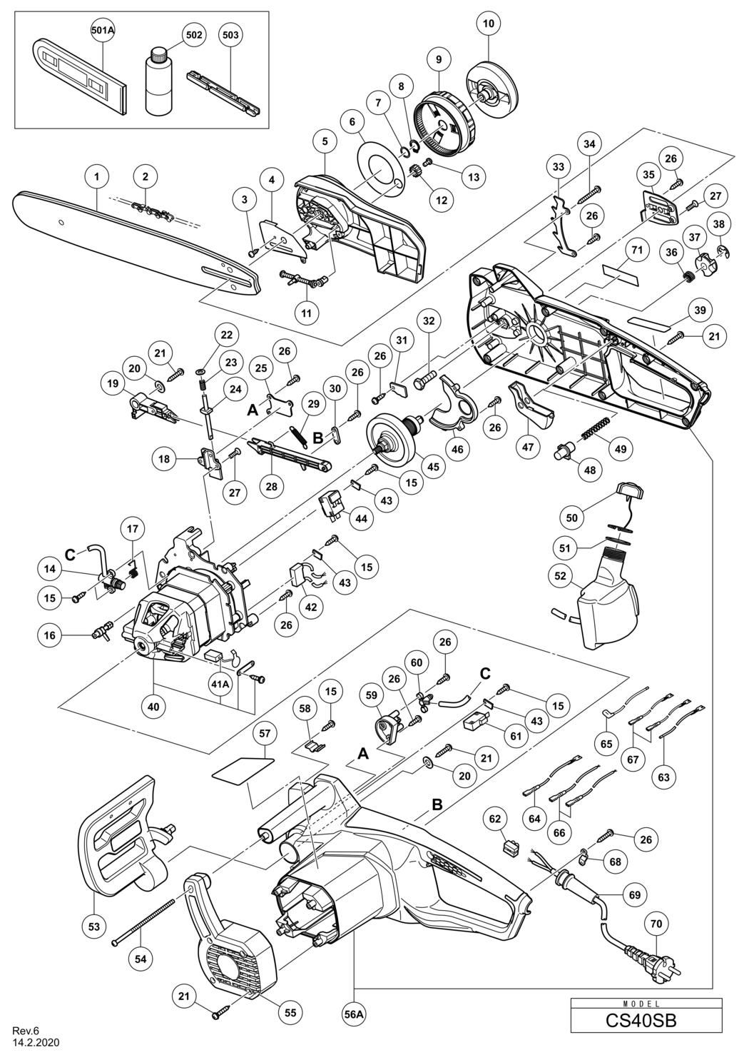 Hitachi / Hikoki CS40SB Chain Saw Spare Parts