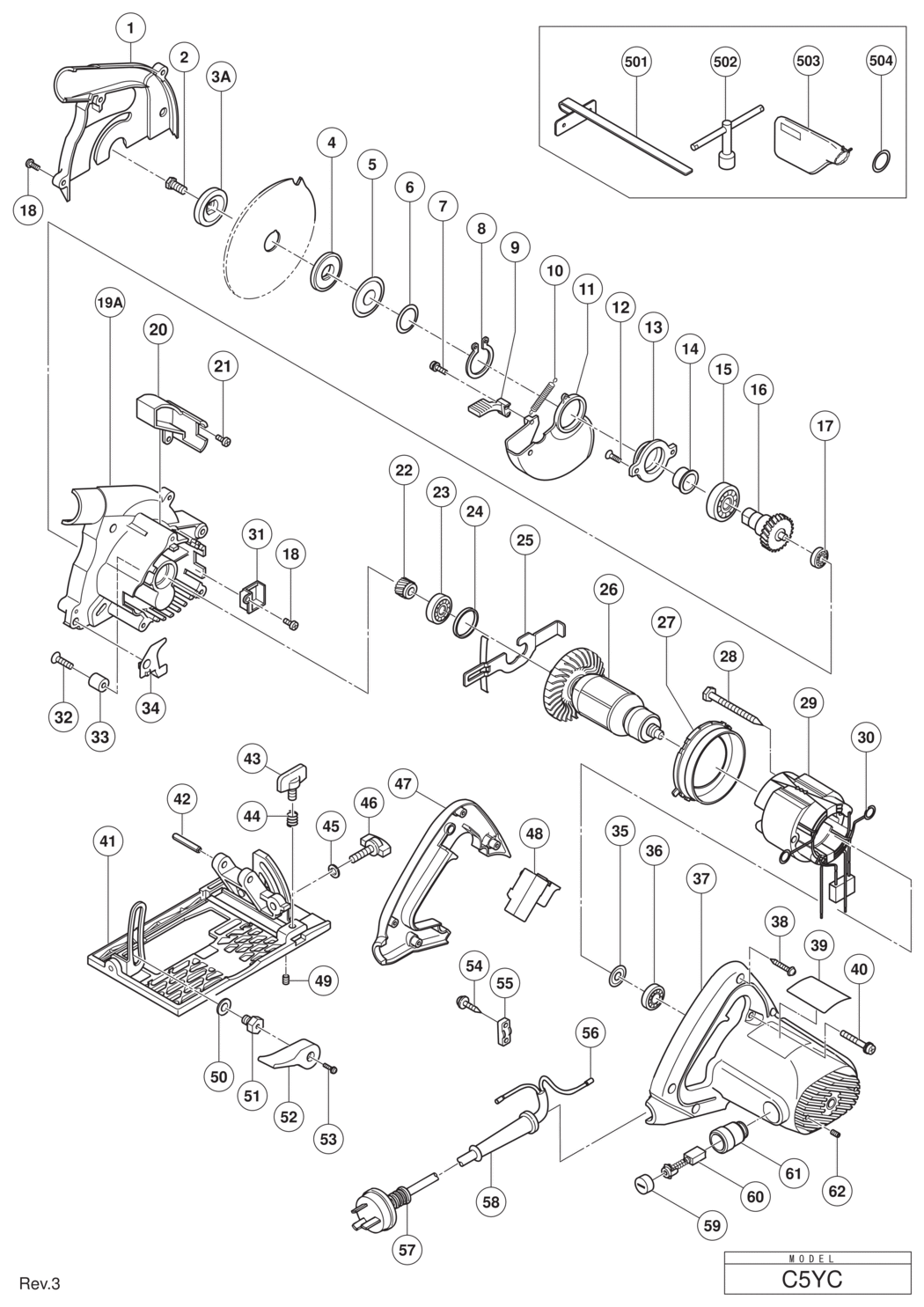 Hitachi / Hikoki C5YC Dustless Circular Saw Spare Parts