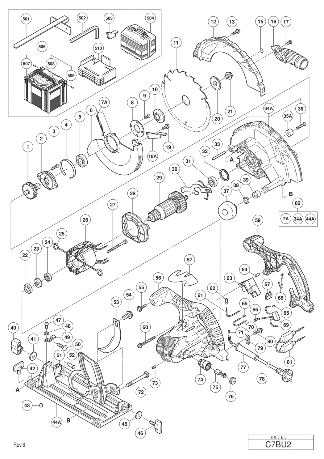 Hitachi / Hikoki C7BU2 Circular Saw Spare Parts