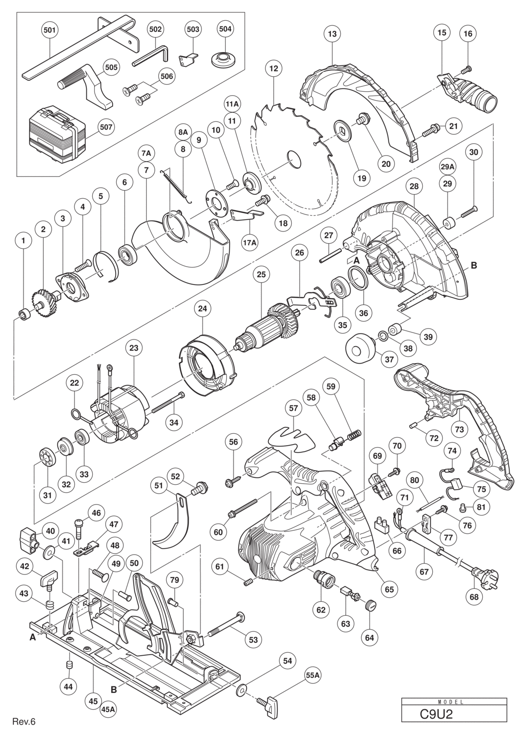 Hitachi / Hikoki C9U2 Circular Saw Spare Parts