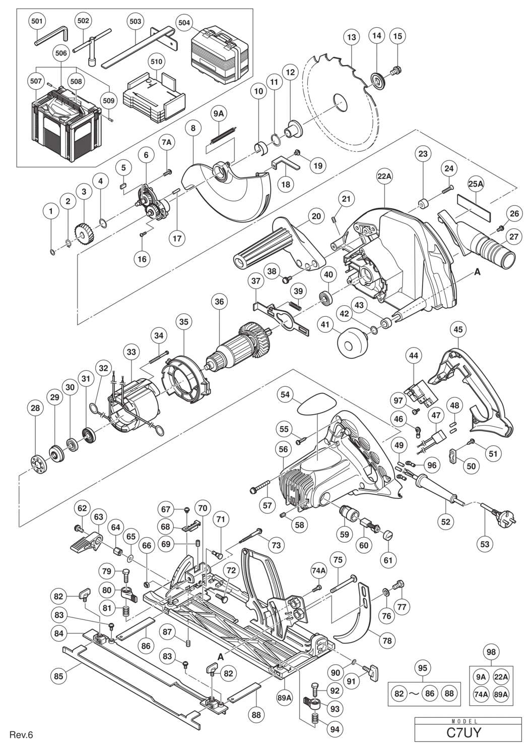 Hitachi / Hikoki C7UY Circular Saw Spare Parts