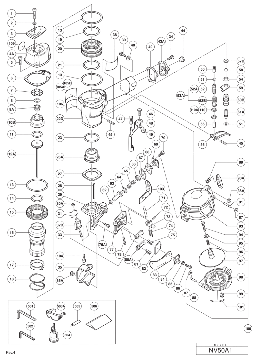 Hitachi nail gun deals parts