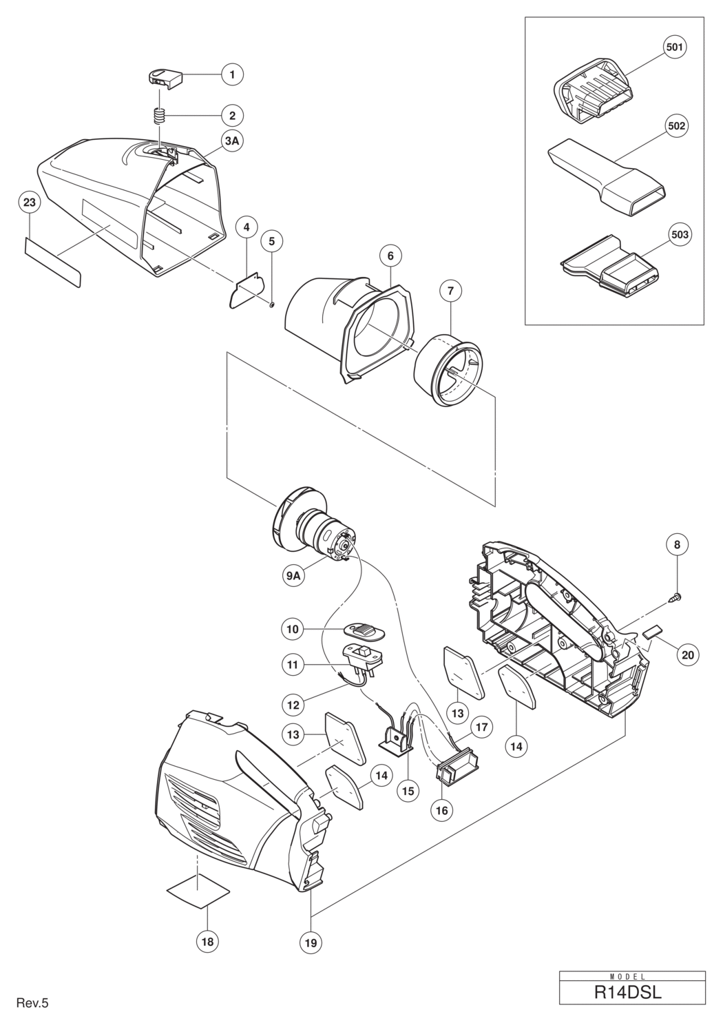 Hitachi / Hikoki R14DSL Cordless Cleaner Spare Parts