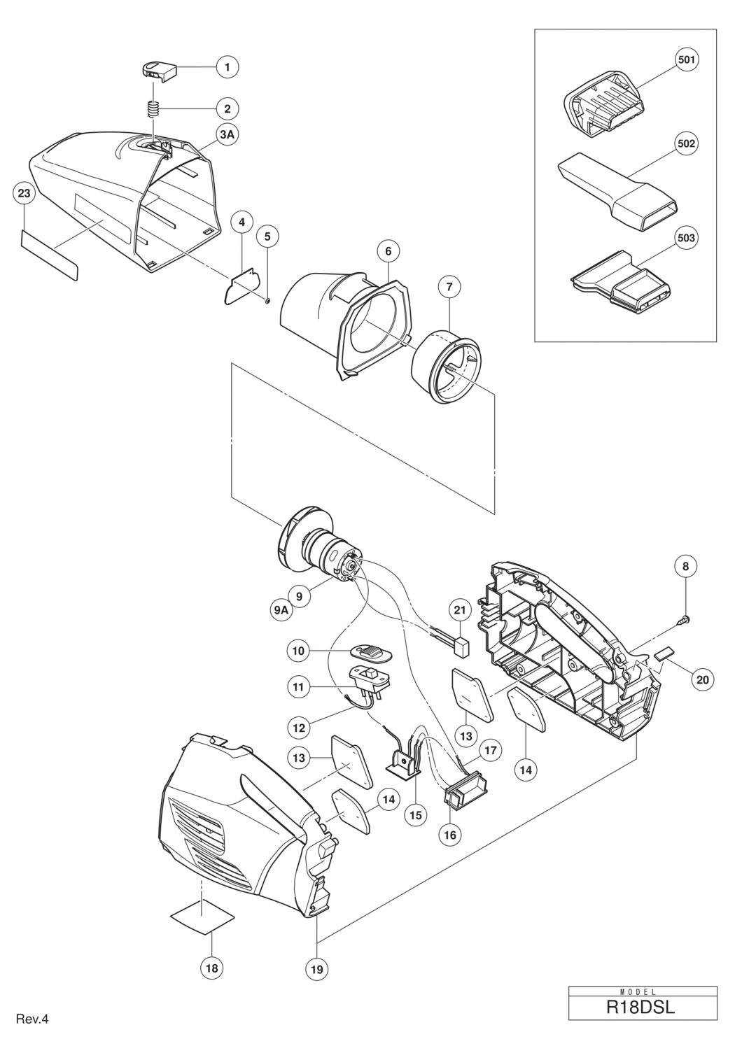 Hitachi / Hikoki R18DSL Cordless Cleaner Spare Parts