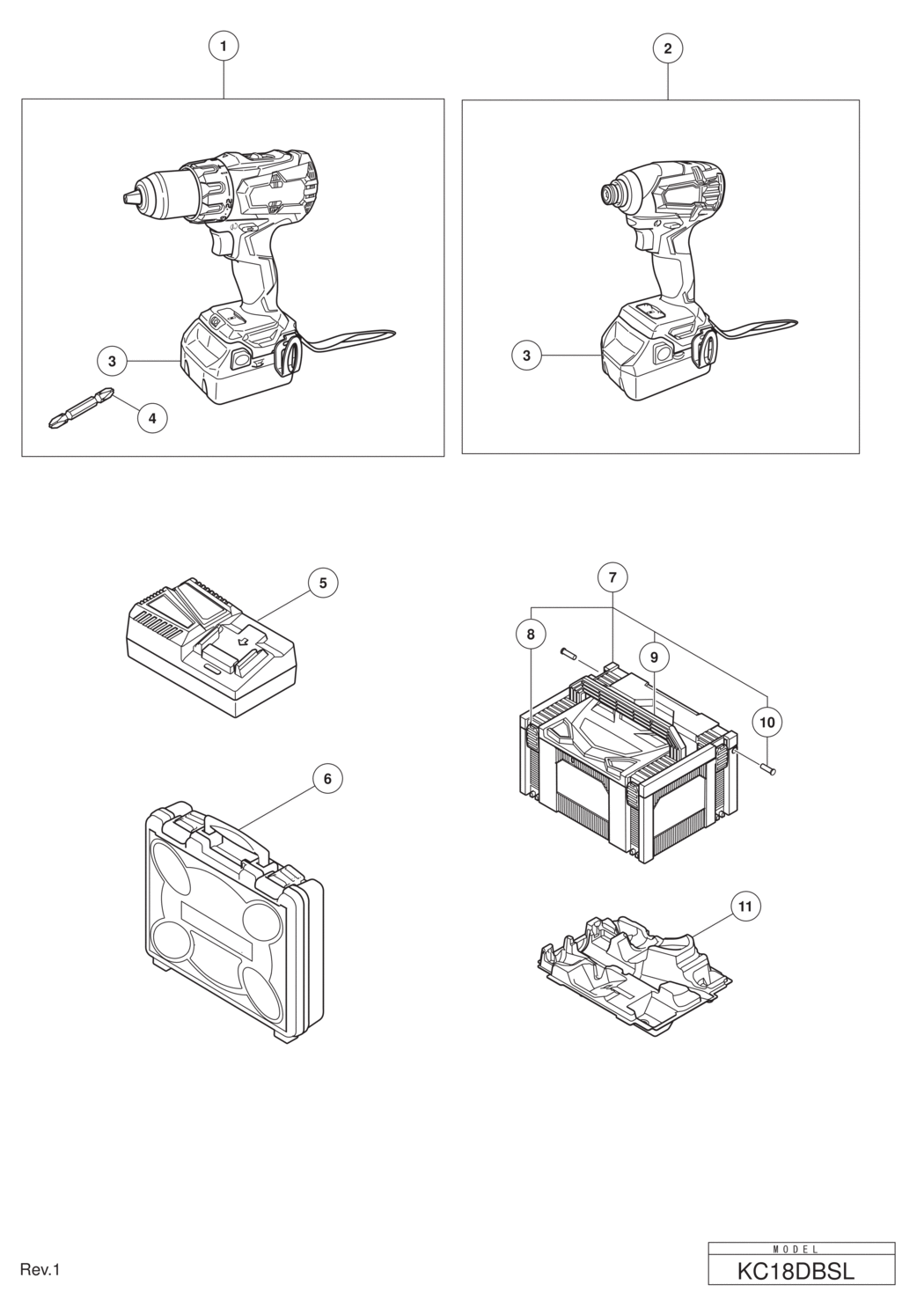 Hitachi / Hikoki KC18DBSL Cordless Combo Kit Spare Parts