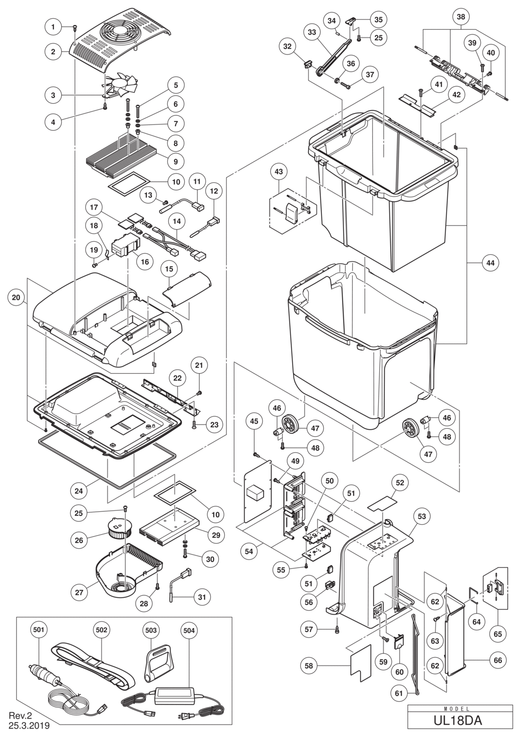 Hitachi / Hikoki UL18DA Cordless Cooler And Warmer Box Spare Parts