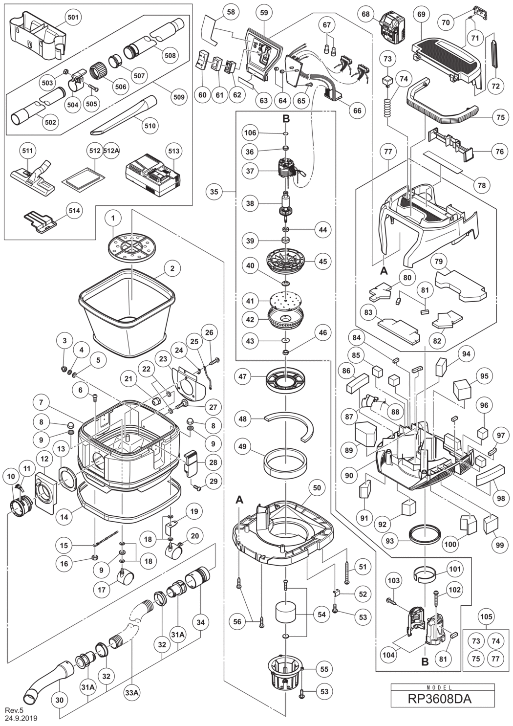 Hitachi / Hikoki RP3608DA Cordless Others Spare Parts