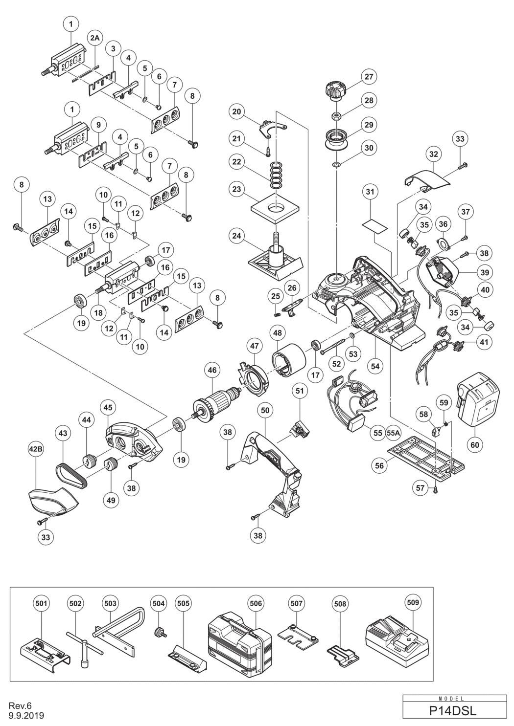 Hitachi / Hikoki P14DSL Cordless Planer Spare Parts