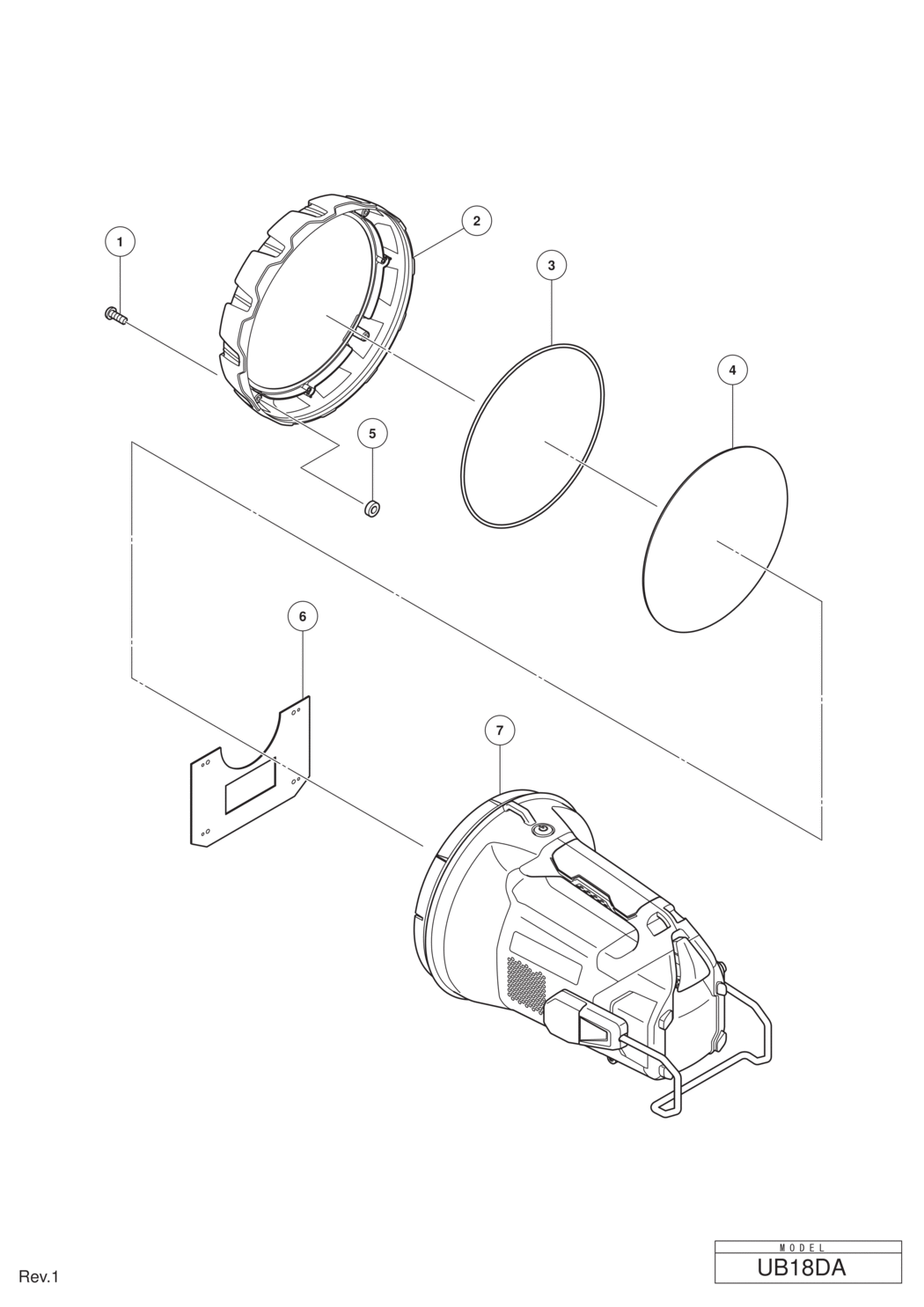 Hitachi / Hikoki UB18DA Cordless Search Light Spare Parts