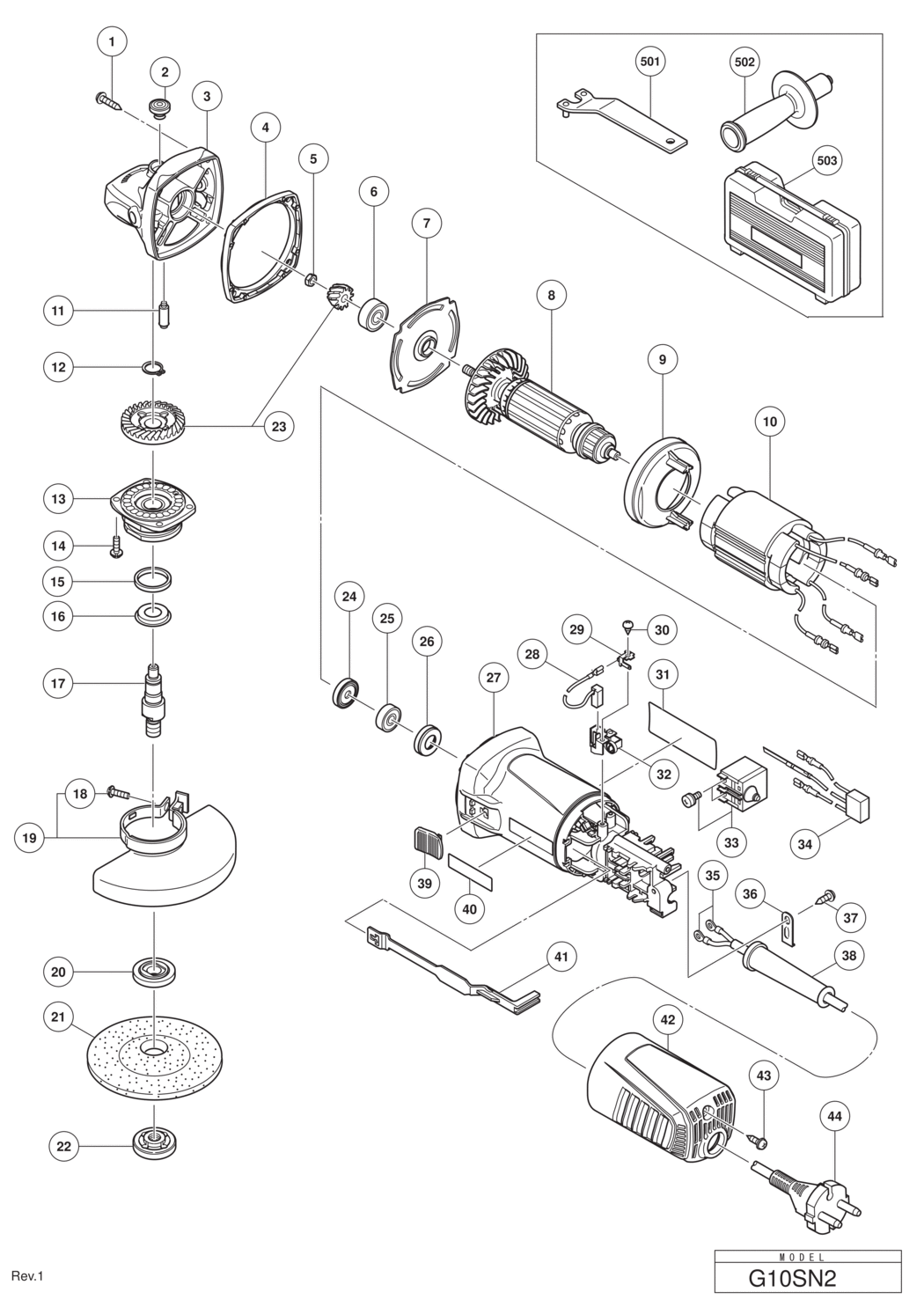 Hitachi / Hikoki G10SN2 Disc Grinder Spare Parts