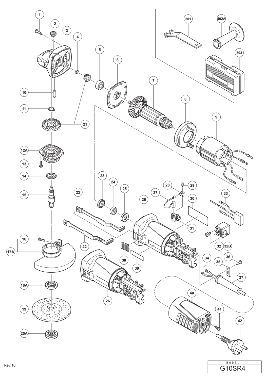 Hitachi / Hikoki G10SR4 Disc Grinder Spare Parts