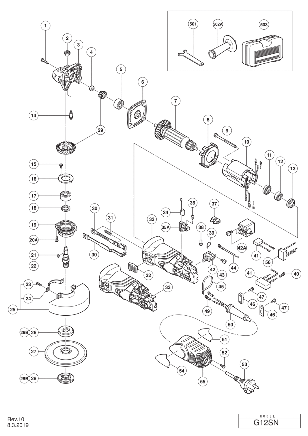 Hitachi / Hikoki G12SN Disc Grinder Spare Parts