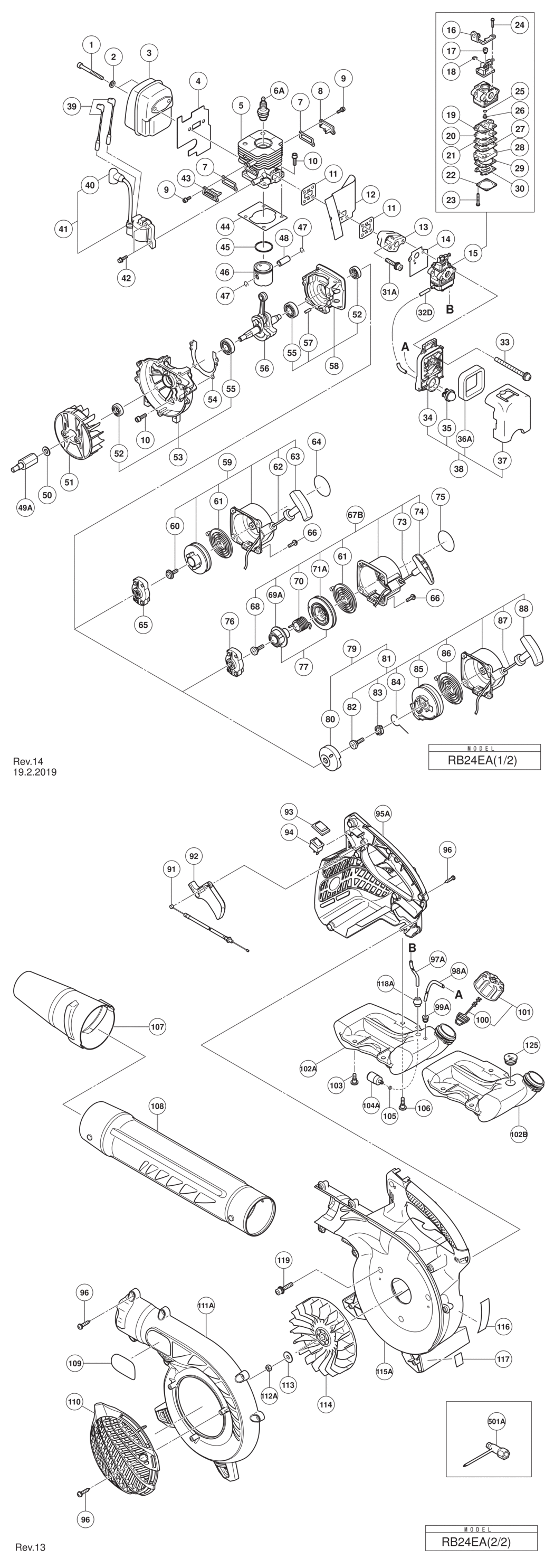 Hitachi / Hikoki RB24EA Engine Blower Spare Parts