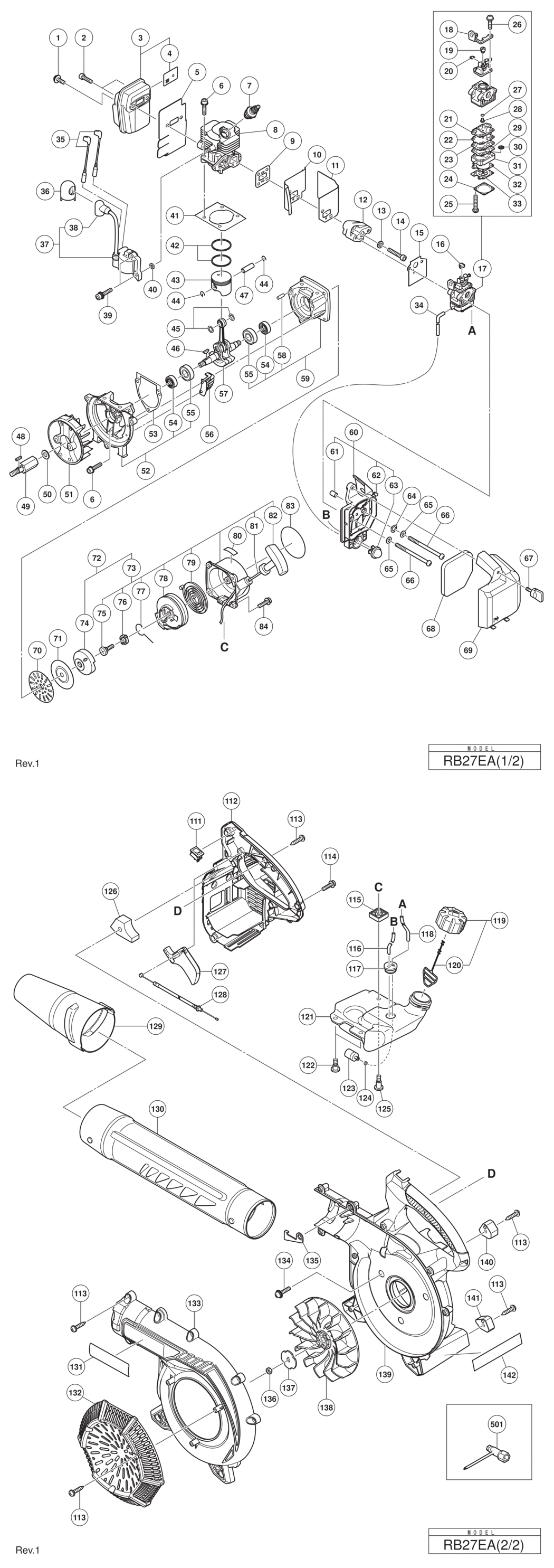 Hitachi / Hikoki RB27EA Engine Blower Spare Parts