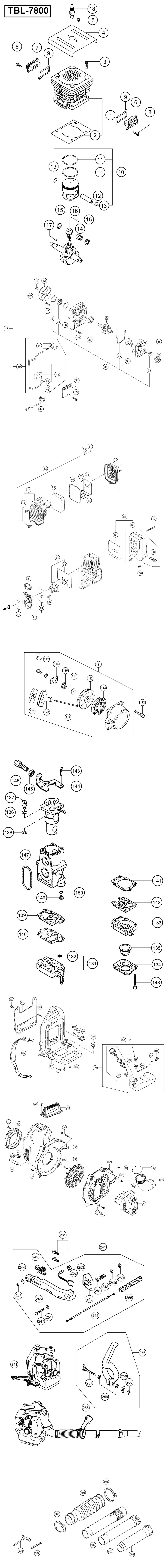 Hitachi / Hikoki TBL-7800 Engine Blower Spare Parts