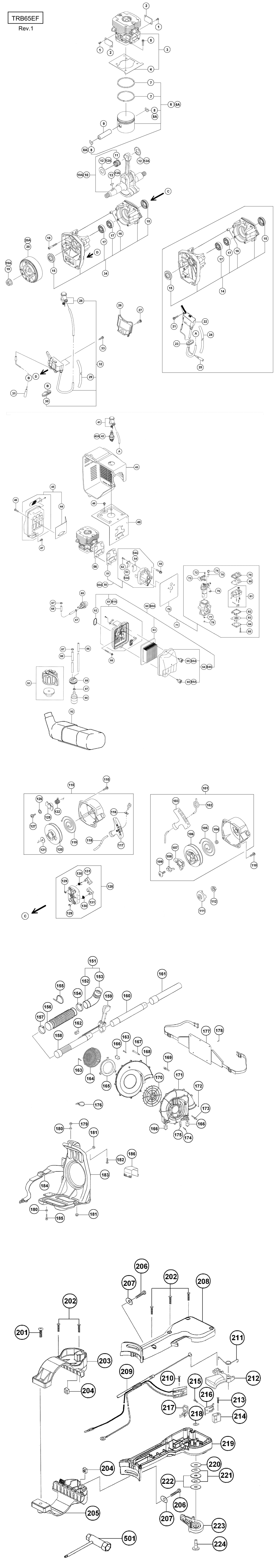 Hitachi / Hikoki TRB65EF Engine Blower Spare Parts