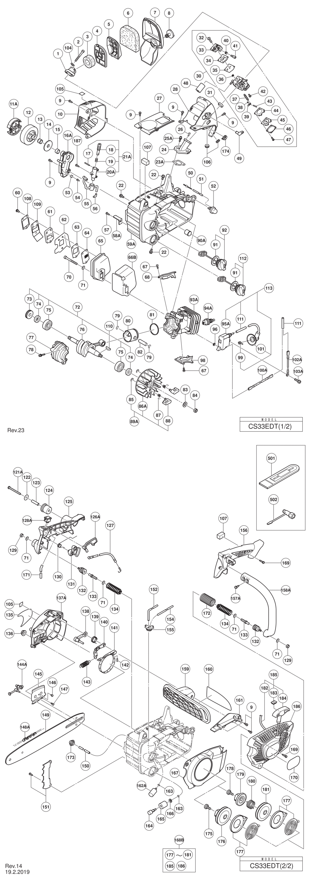 Hitachi / Hikoki CS33EDT Engine Chain Saw Spare Parts