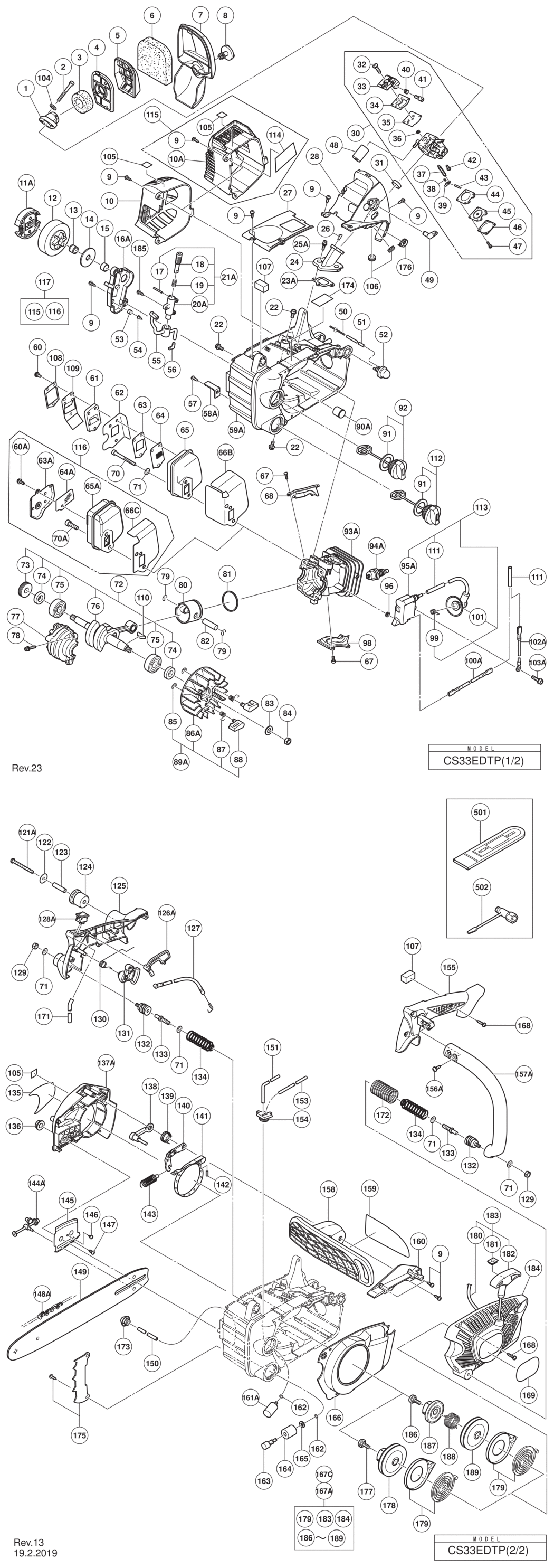 Hitachi / Hikoki CS33EDTP Engine Chain Saw Spare Parts