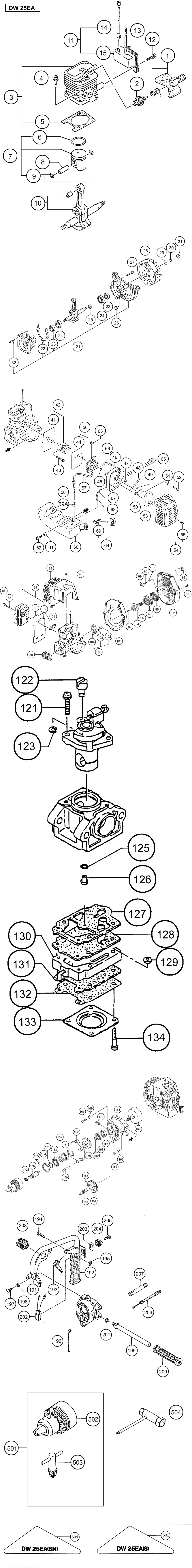 Hitachi / Hikoki DW25EA Engine Drill Spare Parts