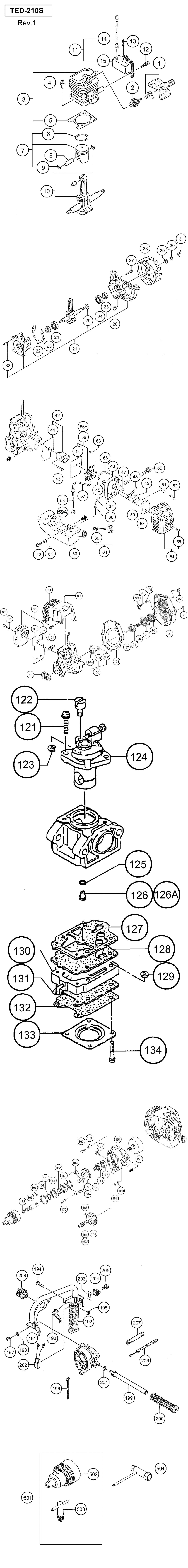 Hitachi / Hikoki TED-210S Engine Drill Spare Parts