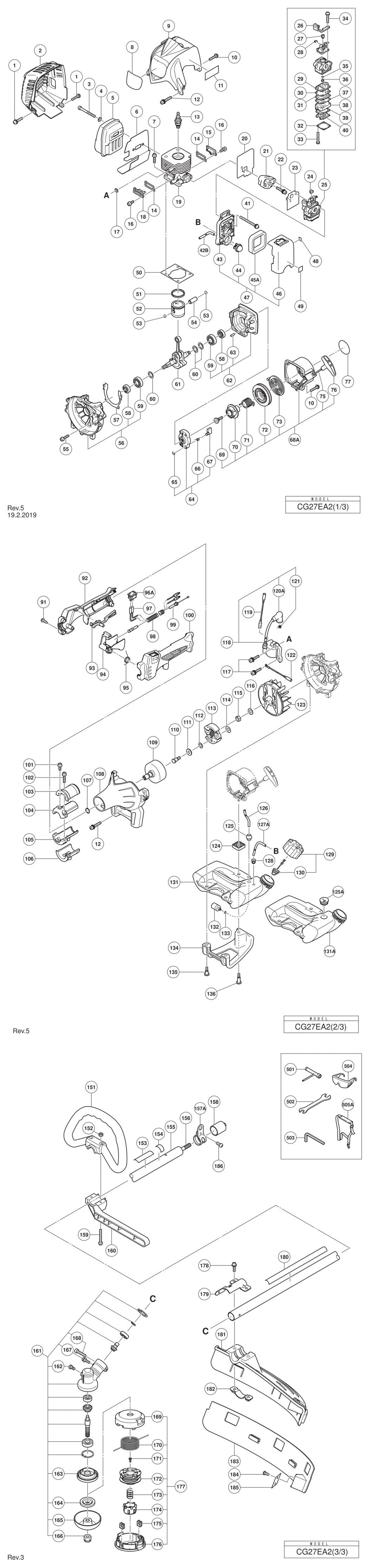 Hitachi / Hikoki CG27EA2 Engine Grass Trimmer Spare Parts