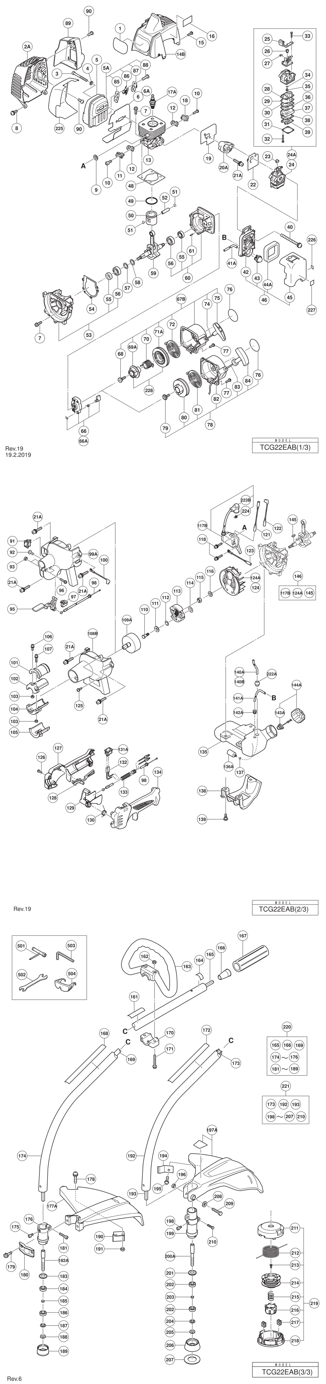 Hitachi / Hikoki TCG22EAB Engine Grass Trimmer Spare Parts